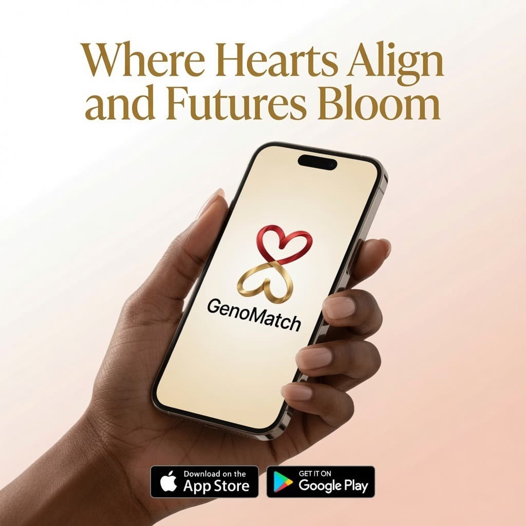 GenoMatch coming soon on iOS and Android — where hearts align and futures bloom